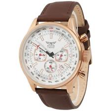 Aviator Herrenuhr Metall vergoldet Lederarmband Quarzuhrwerk Ä747