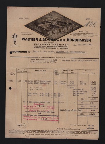 Nordhausen rechnung 1940 - rechnung,