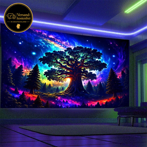 Schwarzlicht wandteppich wald - schwarzlicht,