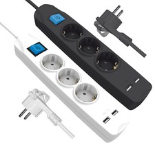 Steckdosenleiste mit Schalter 3-fach Mehrfachsteckdose USB Winkel Flachstecker