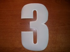 Zahl 3 Bügelbild Stoff 24,8cm groß weiß Aufbügeln Tricot Aufnäher