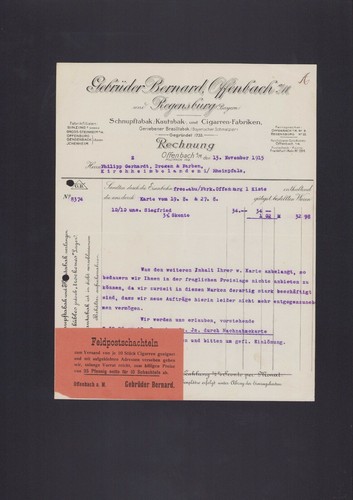 Offenbach rechnung 1915 - offenbach,,