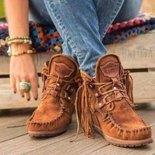 Damen mokassin stiefel flach - mokassin,