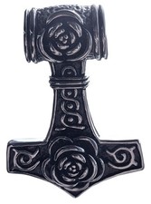 Edelstahl Anhänger 316L Thors Hammer Rose Blume Thor-Schmuck Edelstahlschmuck
