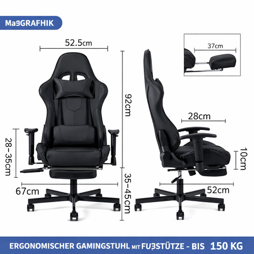 Gaming stuhl mit fußstütze - mit,