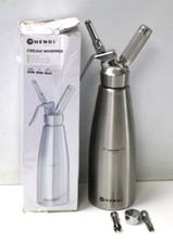 HENDI Sahnespender, Inklusive Set aus 3 Edelstahl Spritztüllen, 1 L, Gebraucht