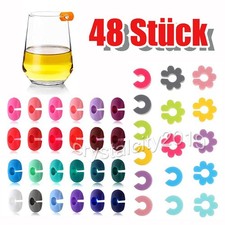 48 Stück Glasmarkierer Glas Markierung Glasmarker Silikon Wein Marker