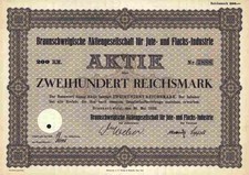 Braunschweigische Jute Flachs 1932 Vechelde Meißen Weida 200 RM Landsberg Warthe