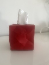 DESIGNER-TÜCHERBOX Silikon WÜRFEL TASCHENTUCHBOX rot TUCHSPENDER KOSMETIKTUCHBOX