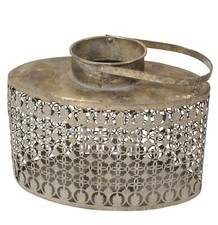 Windlicht Laterne gold grau