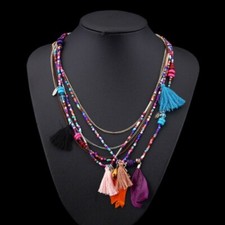 Boho ethno bommel halskette - boho,