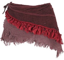 Goa Cacheur mit Spitze, Minirock, Wickelrock Gürtel - rot