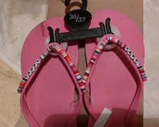 Niedliche Flip-Flops Pantoletten Zehentrenner Gr.36/37 pink rosa Perlen *NEU*
