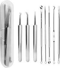 8 Stück Mitesserentferner Komedonenquetscher, Pickel Werkzeug Set, Edelstahl 