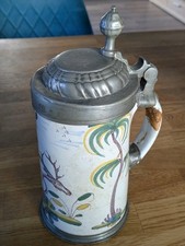 Alter Fayence Walzenkrug Hirsch Palmen 1772