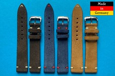 Velour Uhrenarmband 20,18mm blau dunkelbraun, braun Deutscher Hersteller / 91