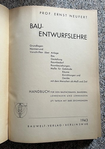 Buch bauentwurfslehre 1943 - bauentwurfslehre,