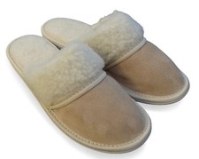 Damen Hausschuhe Pantoffeln Veloursleder m. Lammwolle gefüttert, Braun Gr.37- 42