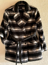 Laura Scott Damen Wolloptikjacke Winterjacke Übergangsjacke schwarz/weiß 42 neu