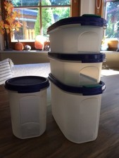 Tupperware Eidgenossen  0,440 - 1,1 - 0,5 Liter - 4er Set - blau/grüne Deckel