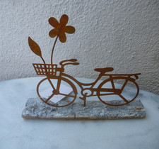 "Rostiges Fahrrad" auf rustikalem Holz, Edel Rost Deko, UNIKAT, HANDMADE
