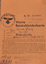 Vierte Reichskleiderkarte Original Dokument 2.WK WW2 09.03.1943 HermannGöringstr