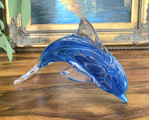 Glasfigur delfin skulptur - glasfigur, glas