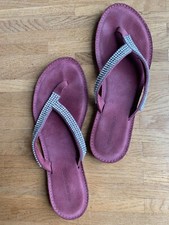 Giulia Taddeucci Leder Flip-Flop mit Strass, Gr. 40, Farbe: Beere