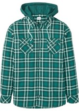 Herren Flanell-Langarmhemd m Sweatkapuze Gr. 45/46(XXL) Flaschengrün Kariert Neu