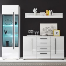 Wohnwand weiß Hochglanz