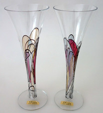 2 edle Sektgläser Sektflöten Herbstdekor Hochemaille Nagel Glas by K&K Styling