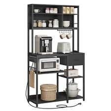 Küchenregal mit Steckdosen,Stoffschublade, 40 x 100 x 180,4 cm, für Mikrowellen