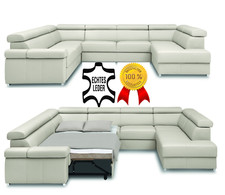 % PREMIUM ECHTLEDER ECKSOFA U-FORM SESSEL 3 SITZER SOFA WOHNLANDSCHAFT FARBEN !