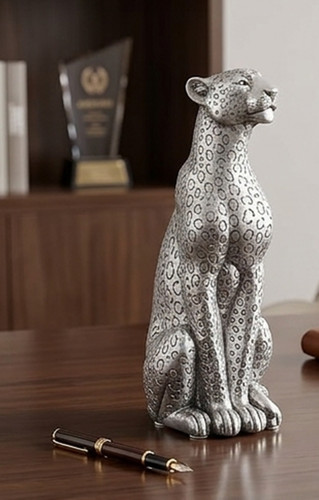 Silberne leoparden statue - silberne,