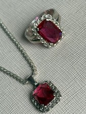 Schmuck Alt Antik Ring Anhönger Roter Stein 800 925 Er Silber  52 54 