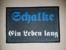Aufnäher Schalke  Ein Leben lang  Fahne Flagge Aufbügler Patch 9 x 6 cm
