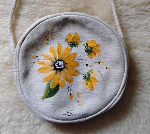 Handtasche rund handbemalt - handtasche,