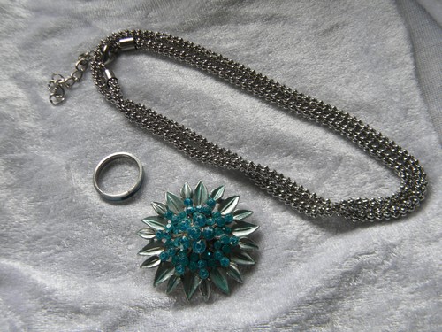 Ring silber farbig brosche - ring,