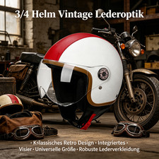 Chopperhelm leder retro - 3/4,
