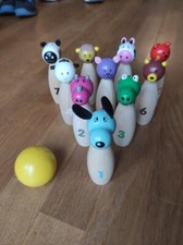 Habitat Zoo Kegelspiel Holz, 10 Figuren + 1 Kugel selten
