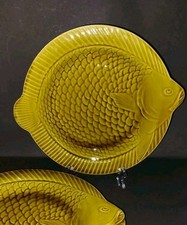 1 von 4 Fisch Teller Keramik Sarreguemines France hell braun 50/60er Vintage TOP