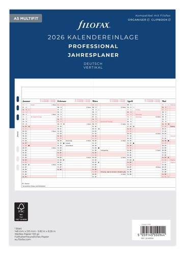 Jahresplaner 2026 filofax - a5,