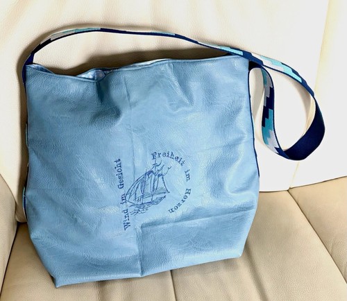 Handmade schultertasche blau - handmade,