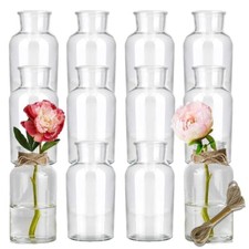12 mini Glasvasen Set 10cm Hochzeitsdeko Blumen Vase Flasche kleine Glas Väschen