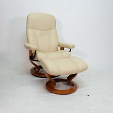 Ekornes Stressless Sessel Consul (M) mit Hocker beige Leder Relax Bequem Top!