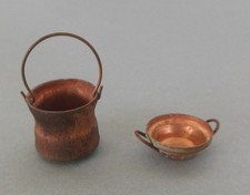 Kessel 2cm (ohne Bügel) + Topf 0,6 cm für Lagerfeuer Krippenzubehör Verarbeitung