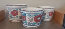 3er Set 70er Jahre Vintage Blumentöpfe, Blumenmuster, Kunststoff