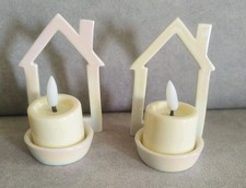 Elambia  LED-Teelichte im Keramik-Häuschen  ohne Timerfunktion ( 2 Stück)