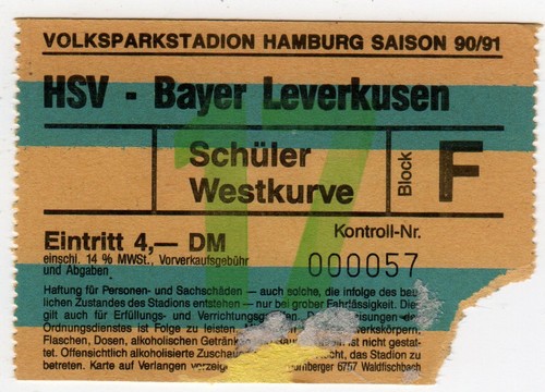 Ticket hamburger bayer - bl, sv