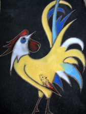 Ruscha Wandkeramik Wandteller Hahn Design 50er Vintage